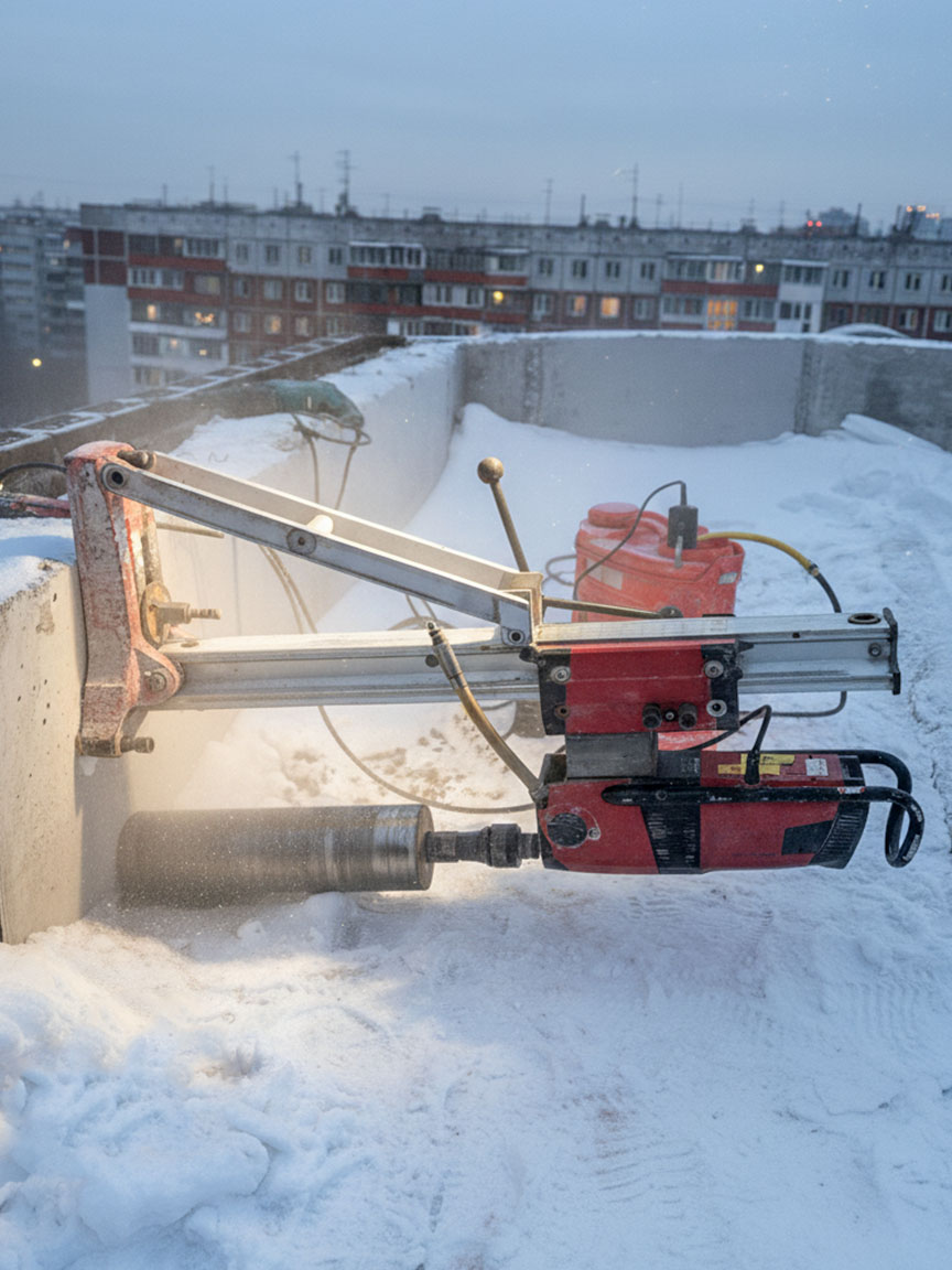 Алмазное бурение: безударное сверление отверстий в бетоне и ЖБ